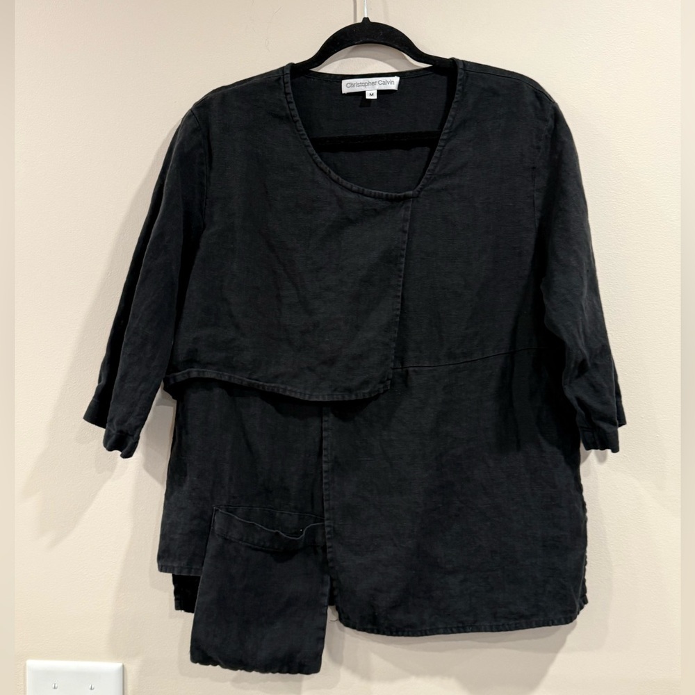 🔥Christopher Calvin Women’s Black Asymmetrical Top Sz M EUC🔥
